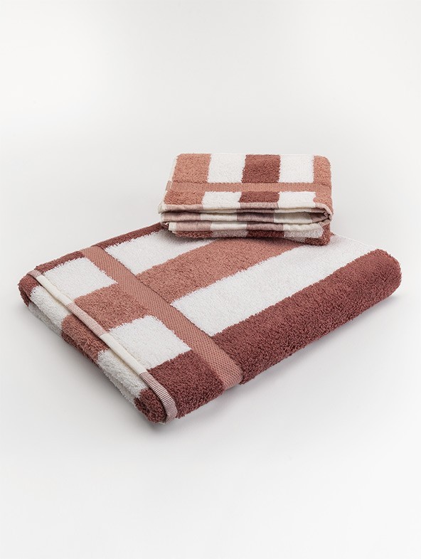 Coppia asciugamani spugna Design - Marsala