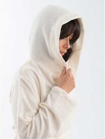 Micro terrycloth bathrobe - Ivory detail