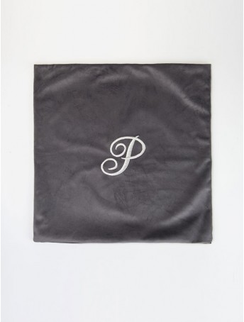 Velours Cushion Cover with Embroidered Initial