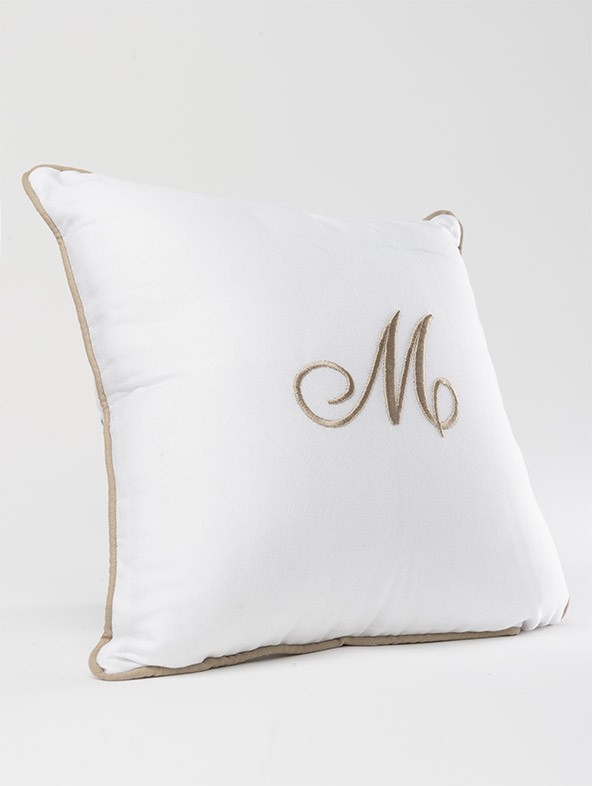 Sofa Cushions With Padding And Embroidered Initials - Taupe