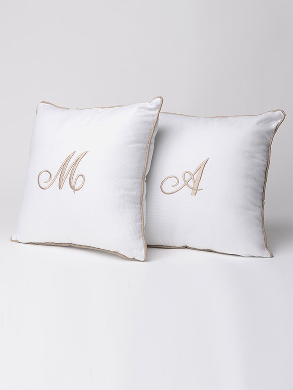 Sofa Cushions With Padding And Embroidered Initials - Taupe