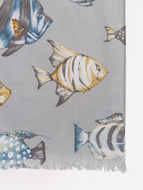 Fish fantasy beach towel - Grey